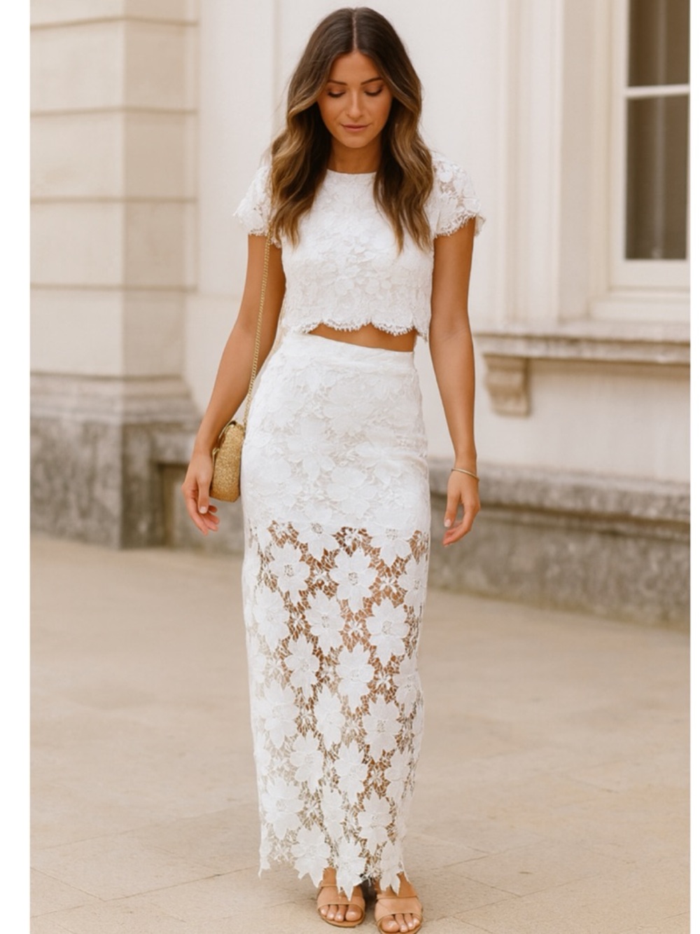 Rumer x Free People White Crochet Lace Maxi Skirt Tropez Medium NWT - Picture 2 of 11